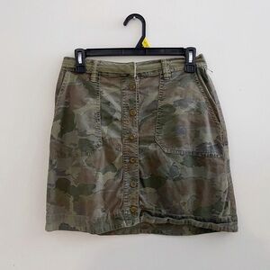 Anthropologie Green Camouflage mini skirt casual boho chic spring festival